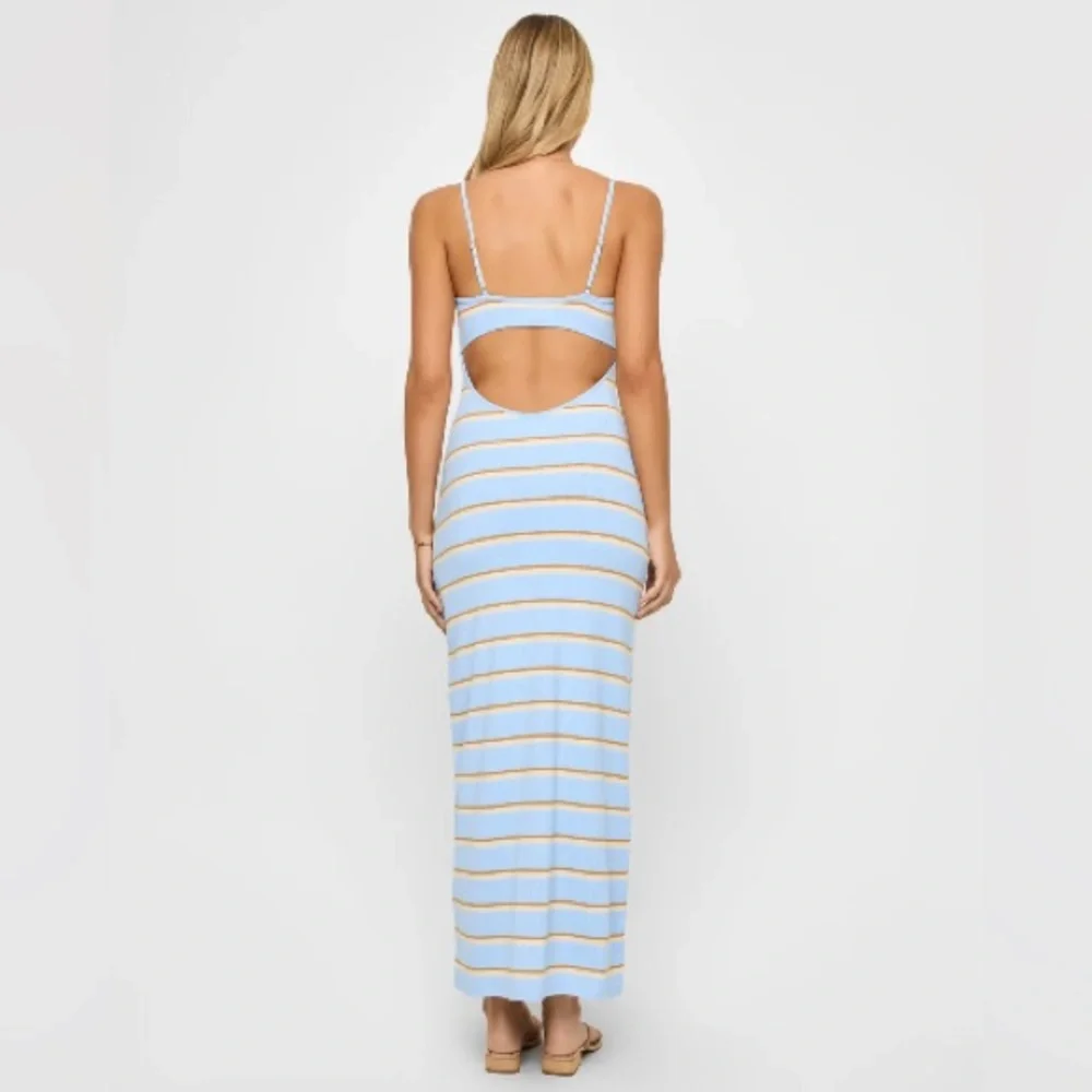 L*Space Sky Blue and Cream Striped Midi Dress - Picture 3 of 3